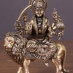 Pure Brass Durga Intricate Idol | 3" Sacred Art | 80g Compact Masterpiece | Enhanced Carving Divine Beauty | Jaipurio